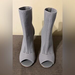 Charles David Gray Peep-Toe Heeled Boots